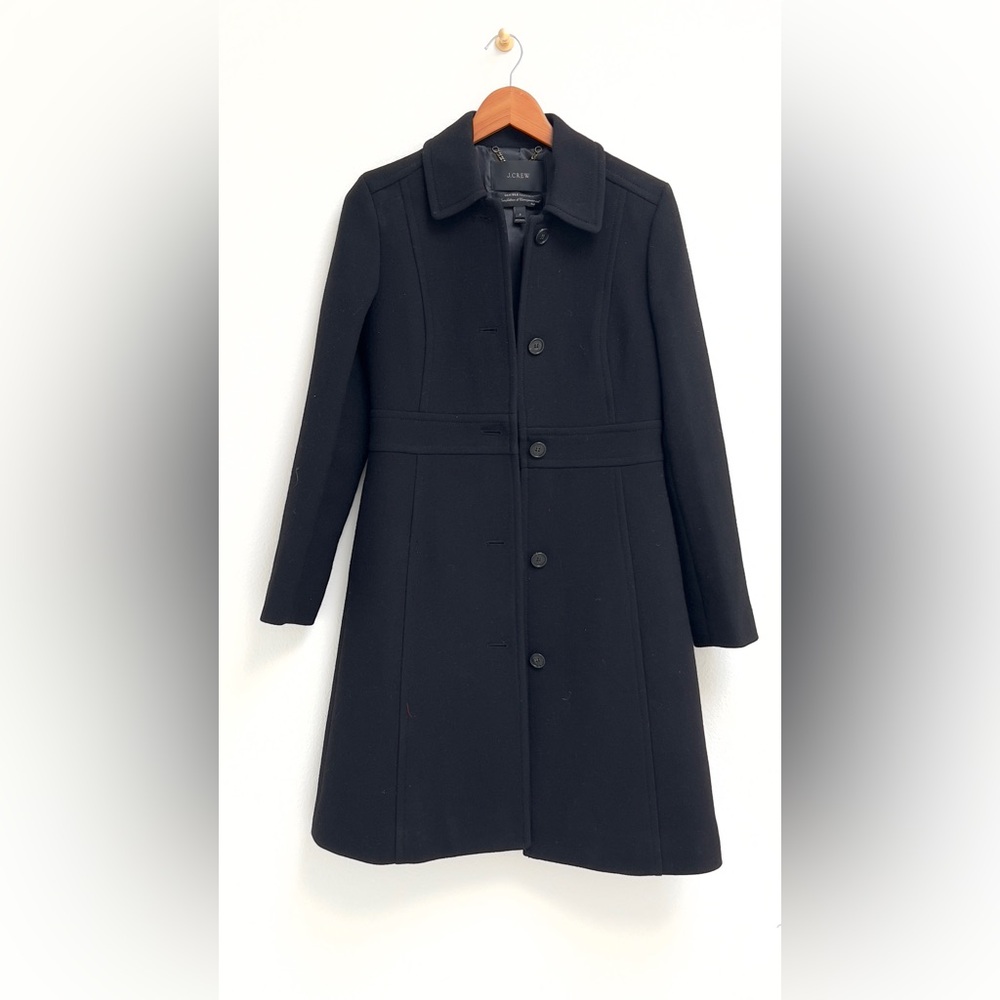 JCrew Double Cloth Lady Day Coat with Thinsulate, Size 2, Black